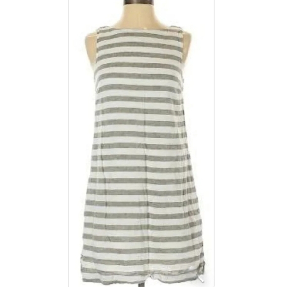 BeachLunchLounge Olive Green Striped Linen Dress XS - Picture 3 of 10